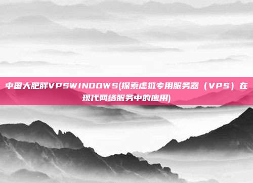 中国大肥胖VPSWINDOWS(探索虚拟专用服务器（VPS）在现代网络服务中的应用)