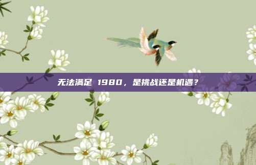 无法满足 1980，是挑战还是机遇？