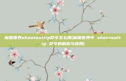 魔兽世界showtooltip命令怎么用(魔兽世界中 showtooltip 命令的解析与应用)